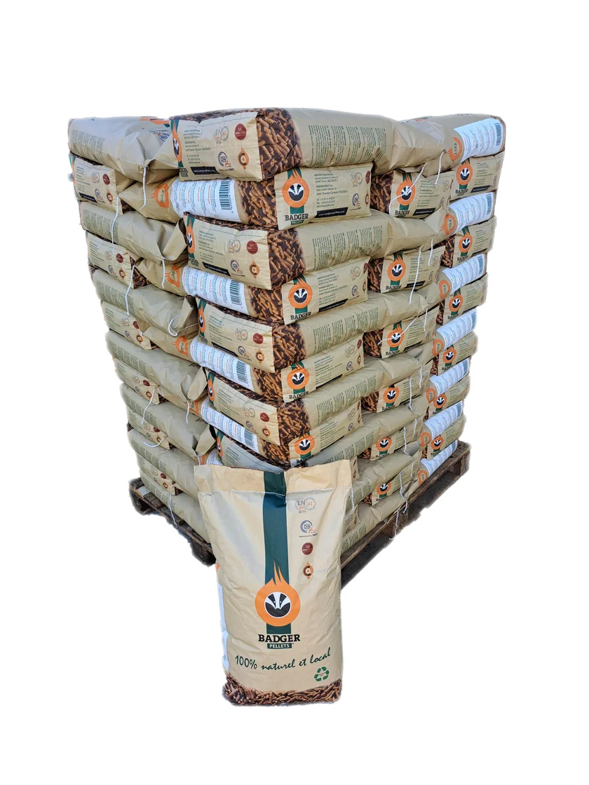 Palette de pellets BADGER 65 Sacs de 15Kg